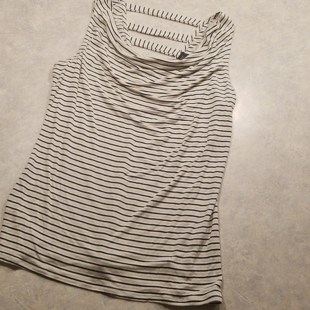 Black and taupe striped Tank top